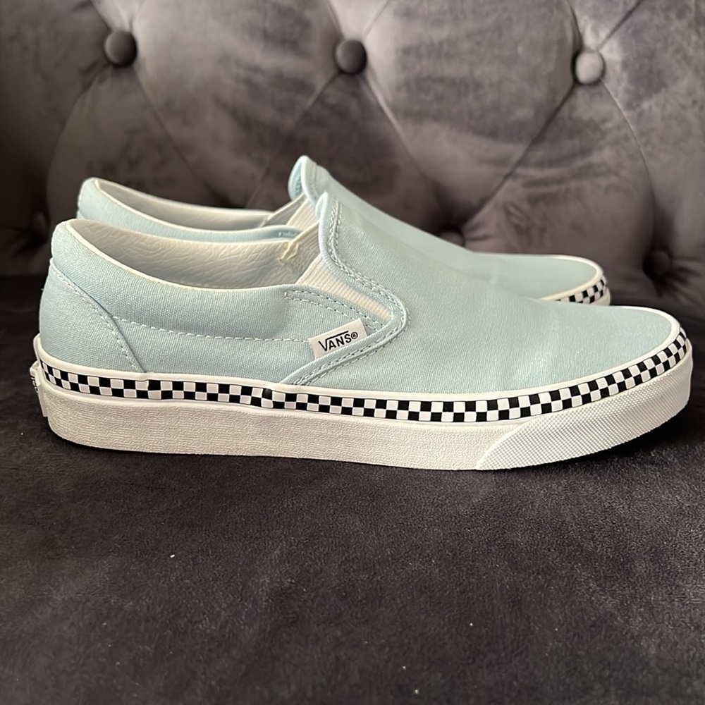 Vans Classic Slip-On 'Check Foxing'. Cool blue color. Women’s size 7.5 - Picture 4 of 12
